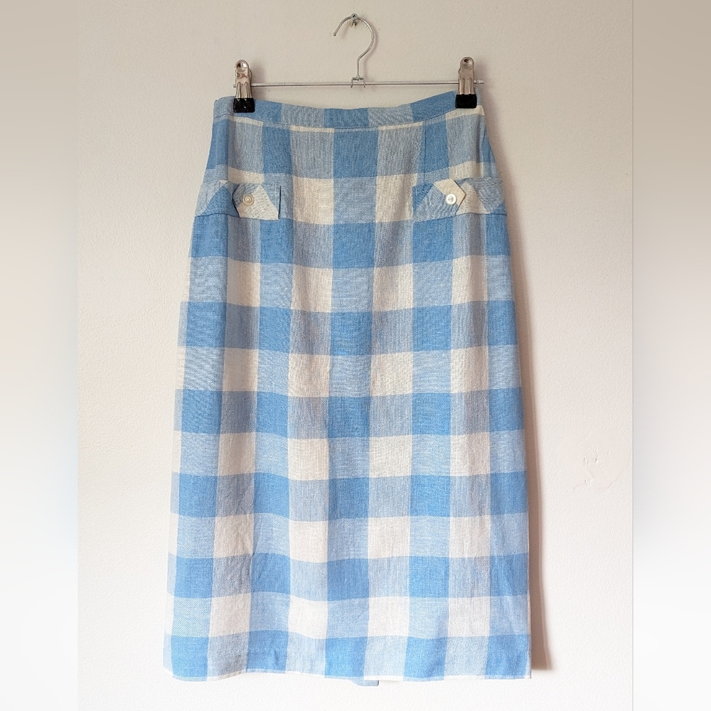 Vintage 1940s/1950s blue gingham pencil skirt